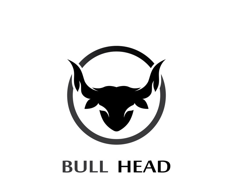 Retro vintage bull head horns logo.