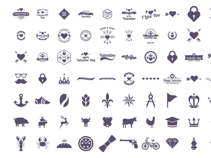 vintage elements geometric shapes label logo set