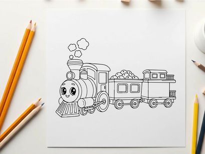 Cute cartoon train with smoke vector illustration flat design