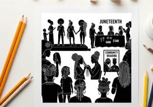 Juneteenth celebration silhouette of community and freedom
