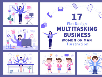 17 Multitasking Business Woman or Man Illustration preview picture