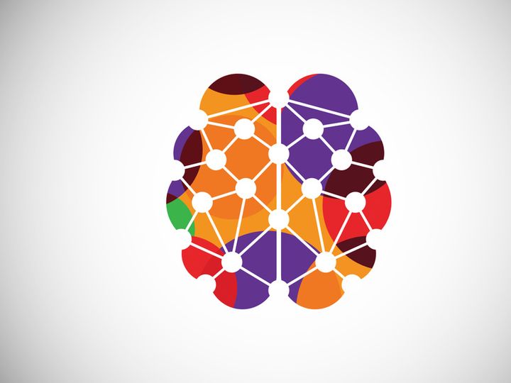 Modern low poly style brain logo design, Geometric and triangle brain logo icon sign symbol.