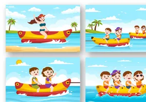 12 Playing Banana Boat and Jet Ski Illustration