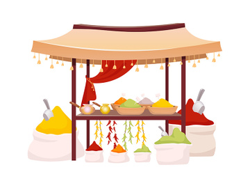 Indian bazaar tent with spices and herbs cartoon vector illustration preview picture