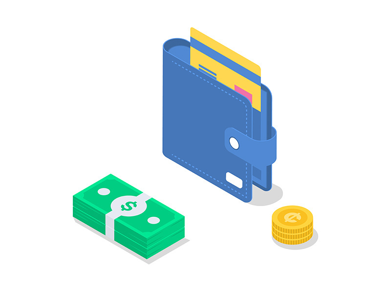 Salary payment isometric color vector illustration