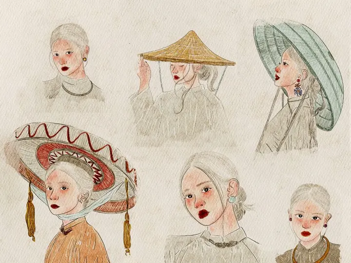 Vintage Asian Women Portraits Illustration Bundle – 10 Hand-Drawn Illustrations