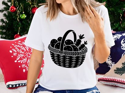 Fresh Farm Produce Basket with Vegetables Silhouette