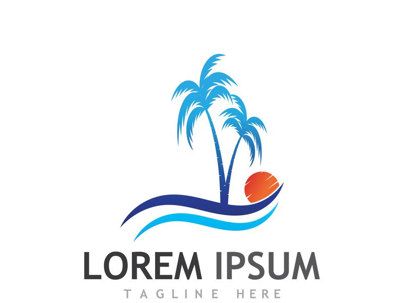 Summer palm tree logo design.