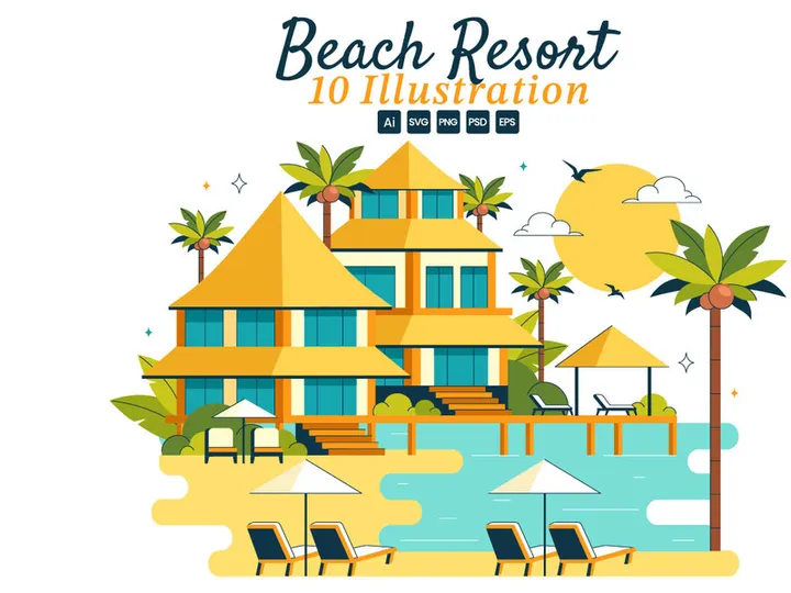 10 Beach Resort Illustration