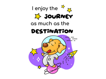 Cute puppy astronaut cartoon poster vector template preview picture
