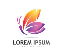 Beautiful and colorful butterfly creative logo design.