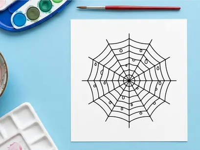 Desain jaring laba-laba geometris dengan pola garis rumit. Ilustrasi vektor simetris abstrak untuk latar belakang digital.