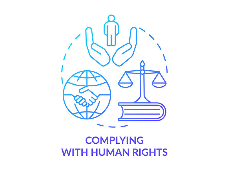 Complying with human rights blue gradient concept icon