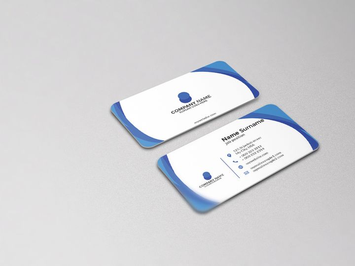Business Card Blue Wave Design New Concept