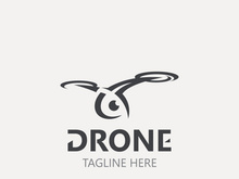 Drone aerial with camera vector template icon. logo photography drone vector. quadcopter flat style illustration
