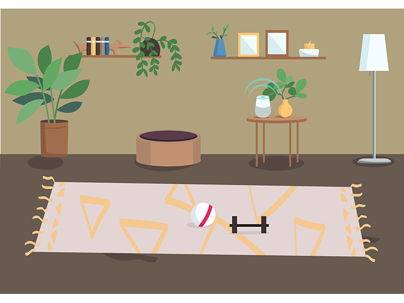 Living room flat color vector illustration