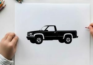 Silhouette of a classic american pickup truck in profile