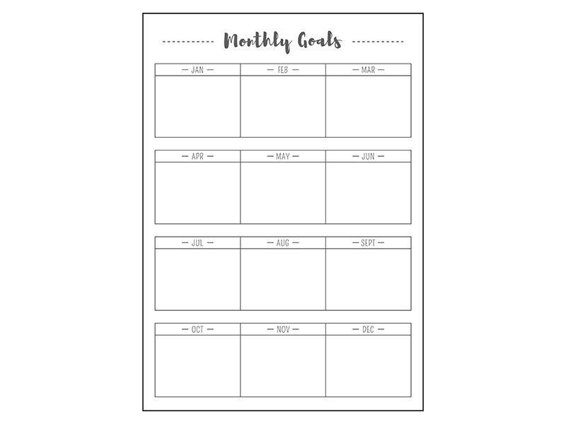 Month task minimalist planner page design