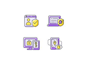 Protecting right to online privacy purple RGB color icons set preview picture