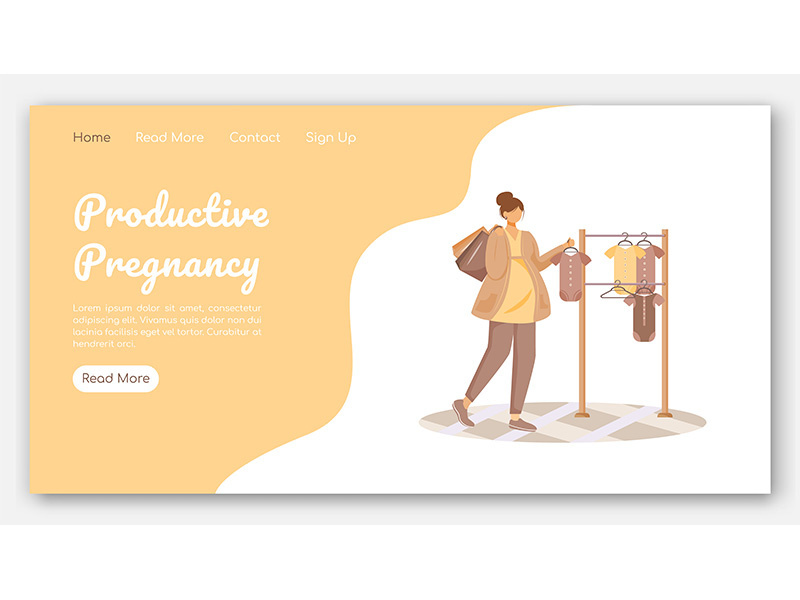 Productive pregnancy landing page vector template