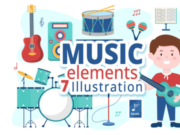 7 Music Elements Vector Illustration preview picture