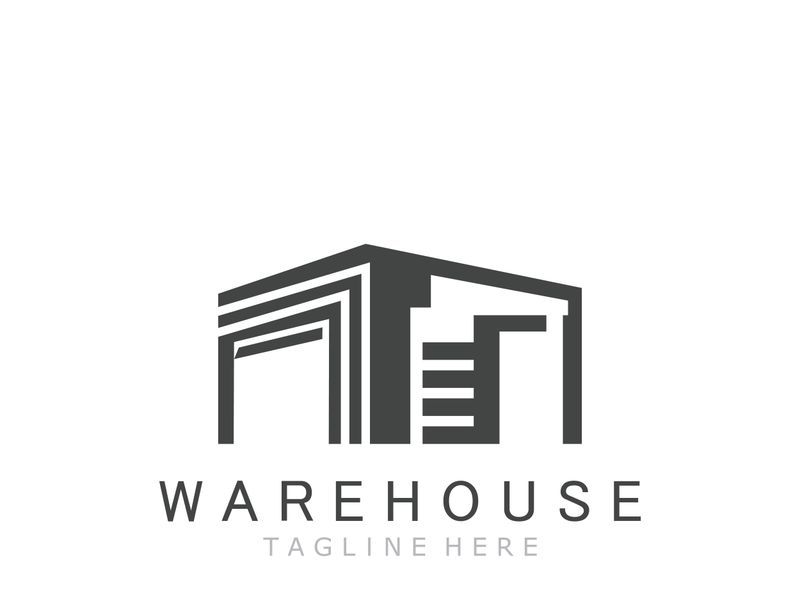 Warehouse modern storage logo business industry illustration