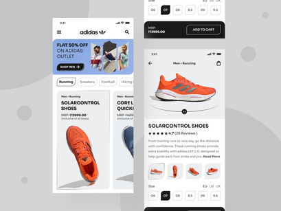 Shoes store app UI kit.