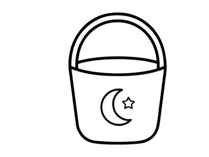Halloween candy bucket icon. Trick or treat pail with moon and star design.