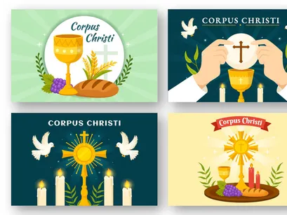 12 Corpus Christi Catholic Religious Illustration