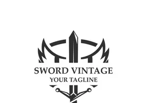 Sword vintage logo design. illustration sword element, can be used as logotype, icon, template coat of arms concept
