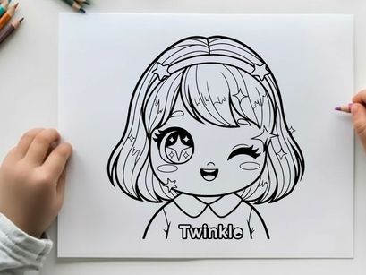 Cute girl twinkle star eyes vector illustration flat design