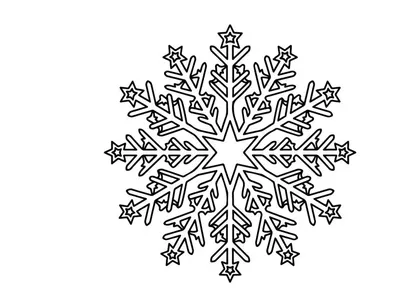 Black and white snowflake icon with star accents for Christmas holiday design elements.