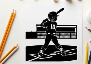Baseball player silhouette ready to hit the ball