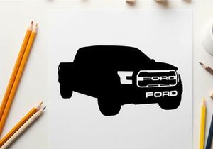 Black silhouette of a ford pickup truck with logo