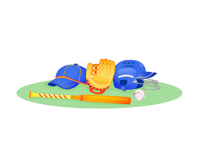 Baseball gear flat concept vector illustration