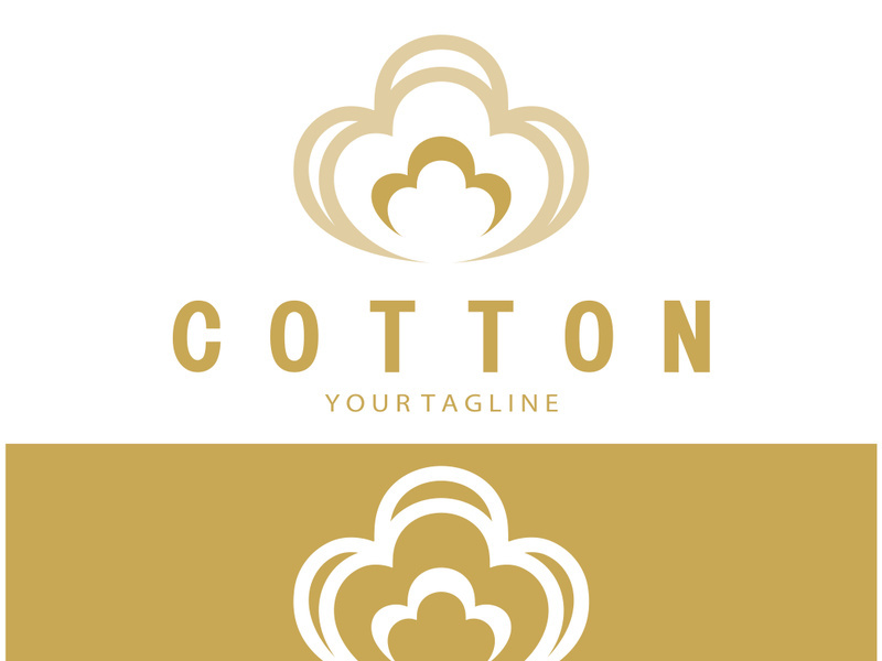 Soft natural organic cotton flower plant logo for cotton plantations, industries,business,textile,clothing and beauty,vector