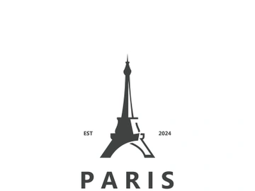 Tower Paris france Black Silhouette logo design template Illustration preview picture