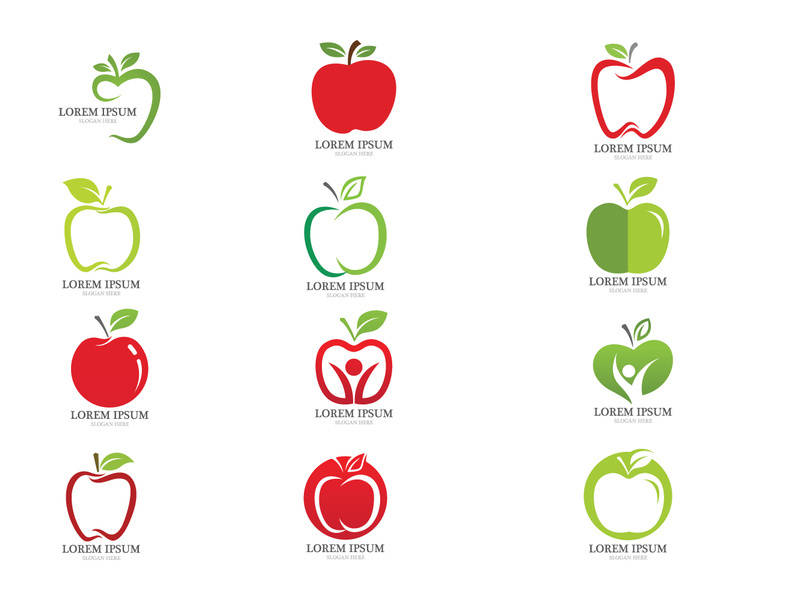 Apple fruits logo vector icon