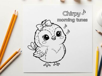 Cute singing baby bird morning tunes flat design vector illustration