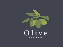 Olive Oil Logo, Olive Leaf Plant Herbal Garden Vector