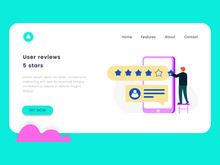 User reviews 5 stars vector illustration