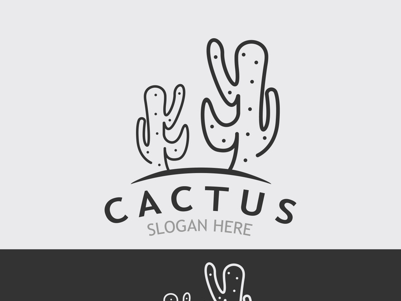 Vintage Cactus tree plant Logo nature design, desert plant vector illustration