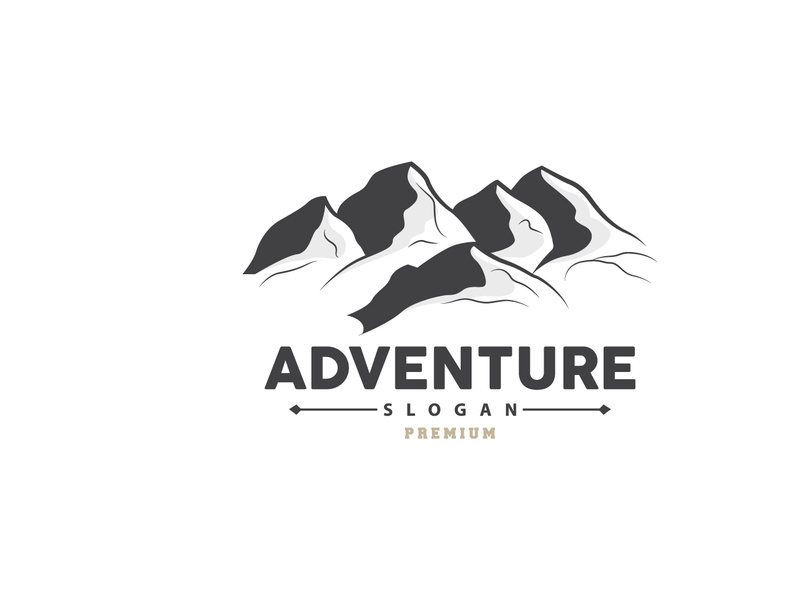 Mountain Logo, Nature Landscape Vector, Premium Elegant Simple Design