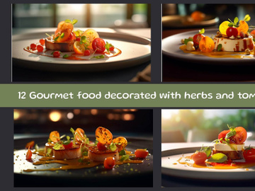 Gourmet food decorated with herbs and tomatoes preview picture