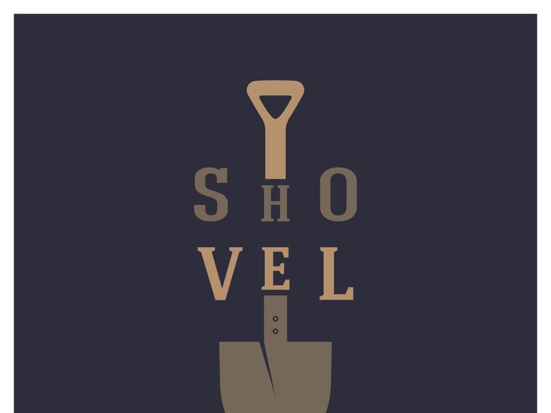 Shovel logo for agriculture, excavation,building, mining foundation. gardening vector set design with leaves