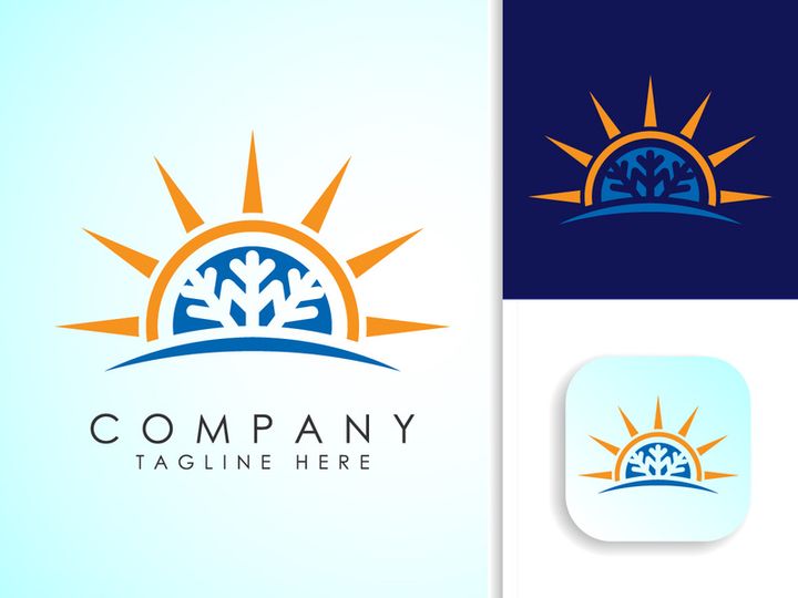 Air conditioner logo sign symbol. Hot and cold symbol