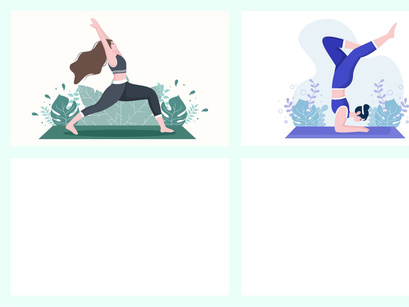 18 Yoga or Meditation Flat Design Illustration