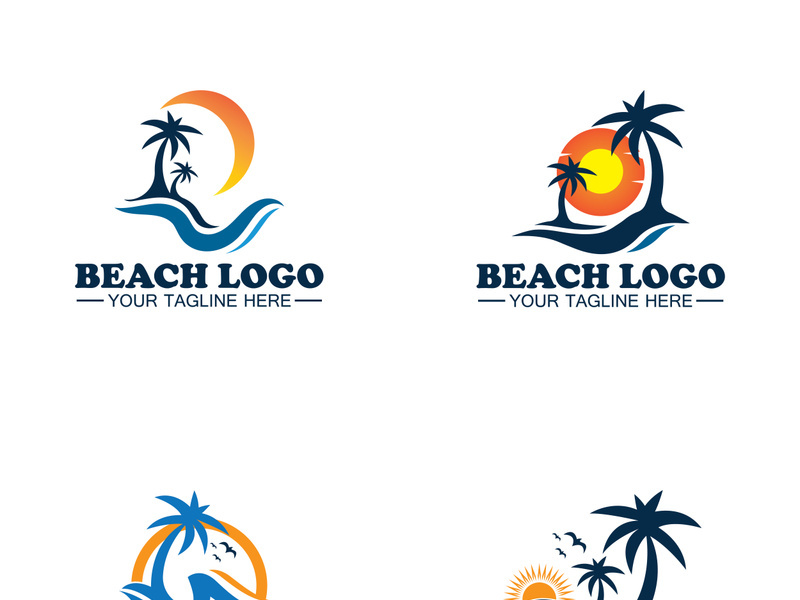 Beach logo design Vector template