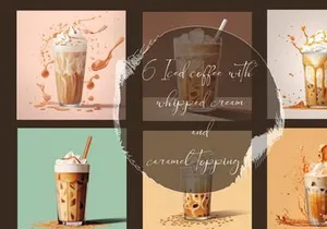 Iced coffee with whipped cream and caramel topping