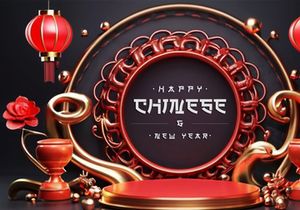 PSD 3d rendaring realistic chinese new year background bundles